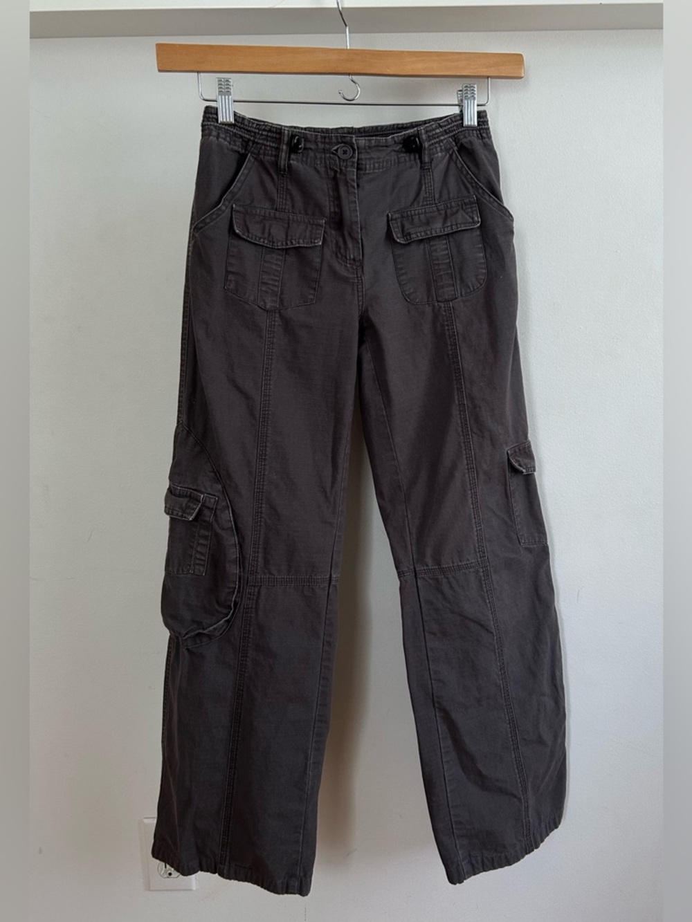 Brandy Melville Charcoal Black Zip-Front Cargo Pants